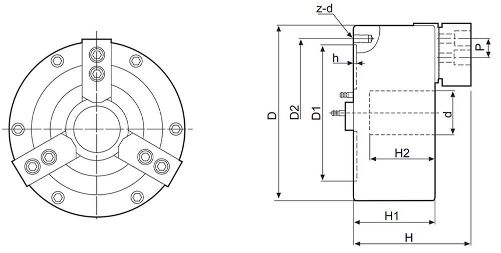 QB3 Half Through Hole Pneumatic Chuck