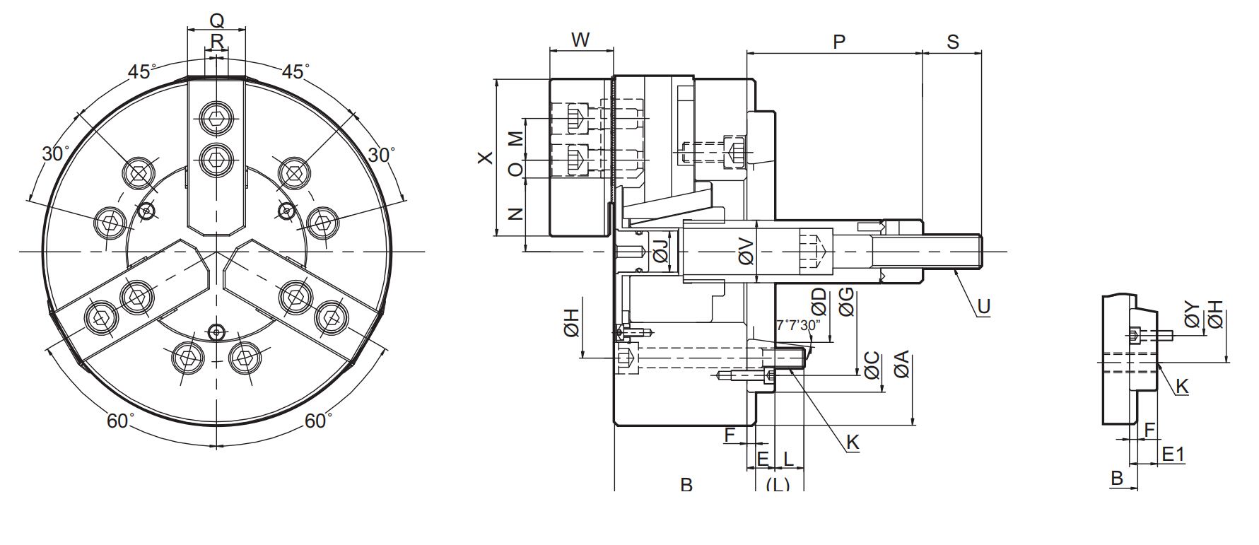 YS3-3 Jaw Solid Hydraulic Chuck